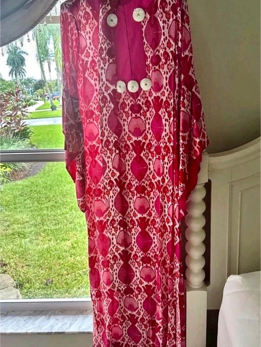 Pink & White Patterned Maxi Dress